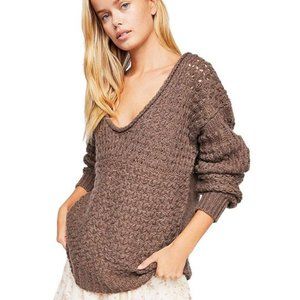 FREE PEOPLE NWT Wool Blend Brown Knit Sweater